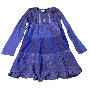 Naartjie Kids Purple Long-Sleeve Tiered Dress XXl 8 Years Cotton